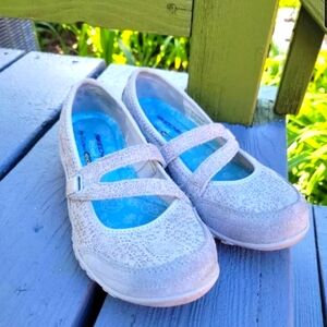 SKECHERS Women 6.5 Grey Textile Memory Foam Relaxed Sneaker Shoes